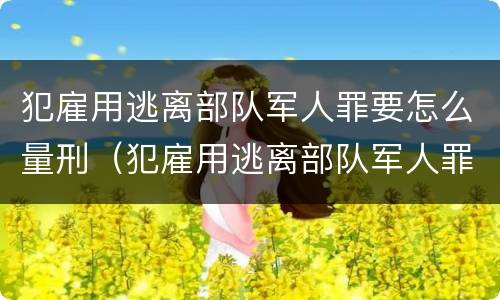 犯雇用逃离部队军人罪要怎么量刑（犯雇用逃离部队军人罪要怎么量刑呢）