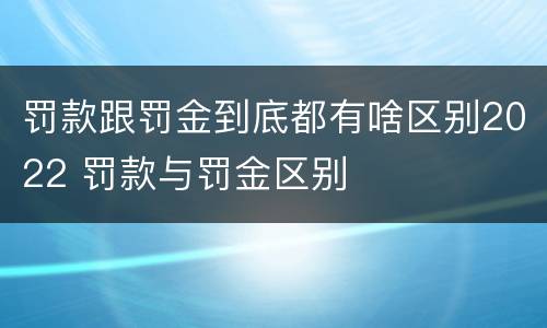 罚款跟罚金到底都有啥区别2022 罚款与罚金区别