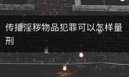 传播淫秽物品犯罪可以怎样量刑