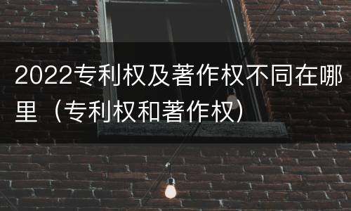 2022专利权及著作权不同在哪里（专利权和著作权）