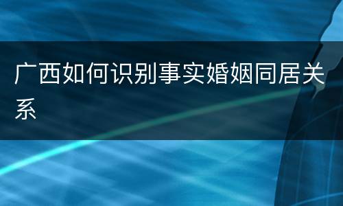 广西如何识别事实婚姻同居关系