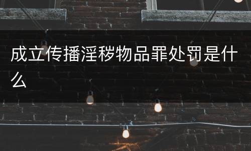 成立传播淫秽物品罪处罚是什么