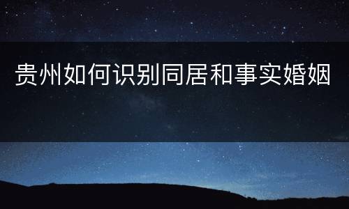 贵州如何识别同居和事实婚姻