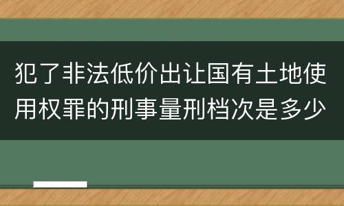 犯了非法低价出让国有土地使用权罪的刑事量刑档次是多少
