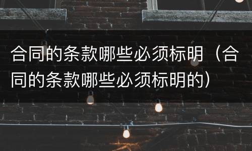 合同的条款哪些必须标明（合同的条款哪些必须标明的）