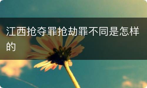 江西抢夺罪抢劫罪不同是怎样的