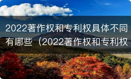2022著作权和专利权具体不同有哪些（2022著作权和专利权具体不同有哪些原因）
