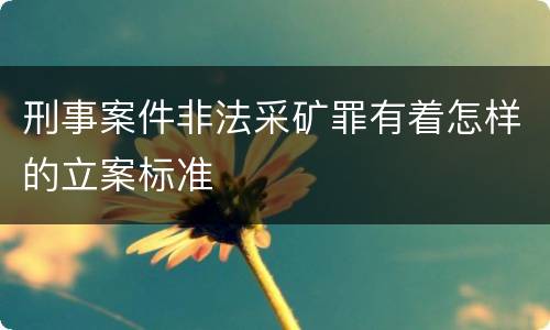 刑事案件非法采矿罪有着怎样的立案标准