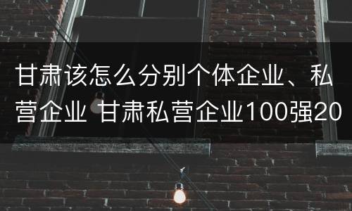 甘肃该怎么分别个体企业、私营企业 甘肃私营企业100强2018