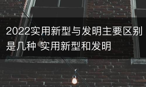 2022实用新型与发明主要区别是几种 实用新型和发明