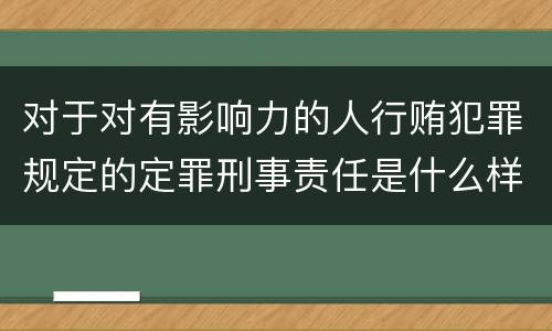对于对有影响力的人行贿犯罪规定的定罪刑事责任是什么样的