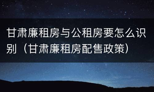 甘肃廉租房与公租房要怎么识别（甘肃廉租房配售政策）
