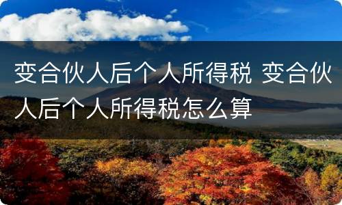 变合伙人后个人所得税 变合伙人后个人所得税怎么算