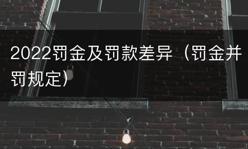 2022罚金及罚款差异（罚金并罚规定）