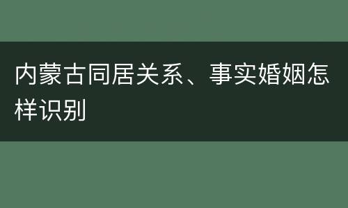 内蒙古同居关系、事实婚姻怎样识别