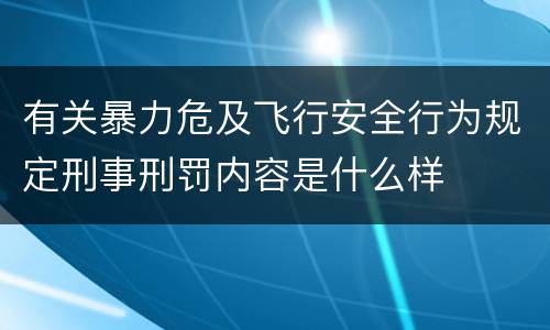有关暴力危及飞行安全行为规定刑事刑罚内容是什么样