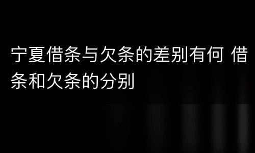 宁夏借条与欠条的差别有何 借条和欠条的分别