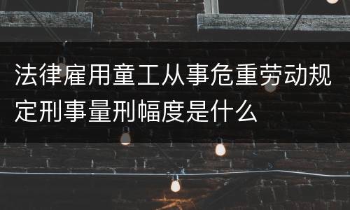 法律雇用童工从事危重劳动规定刑事量刑幅度是什么