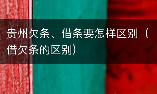 贵州欠条、借条要怎样区别（借欠条的区别）