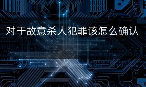 对于故意杀人犯罪该怎么确认