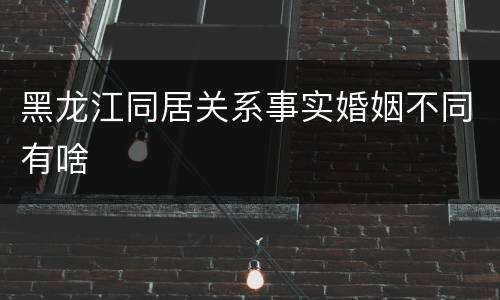 黑龙江同居关系事实婚姻不同有啥