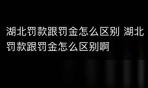 湖北罚款跟罚金怎么区别 湖北罚款跟罚金怎么区别啊
