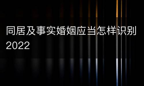 同居及事实婚姻应当怎样识别2022