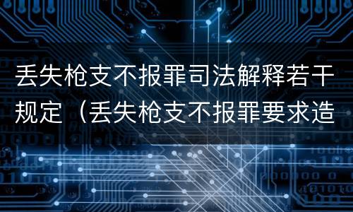 丢失枪支不报罪司法解释若干规定（丢失枪支不报罪要求造成了严重后果的才构成犯罪）