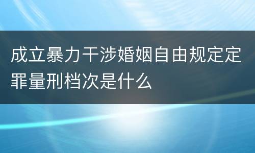 成立暴力干涉婚姻自由规定定罪量刑档次是什么