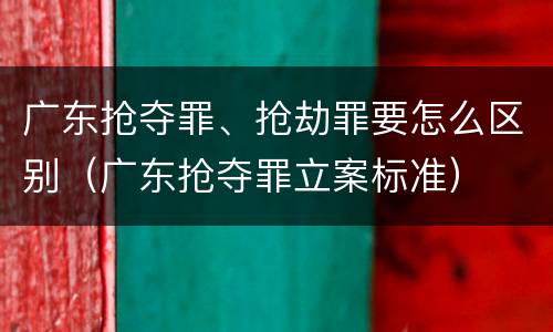 广东抢夺罪、抢劫罪要怎么区别（广东抢夺罪立案标准）