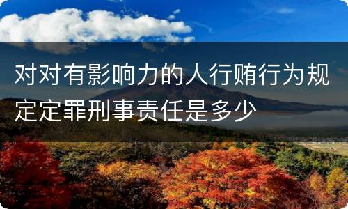 对对有影响力的人行贿行为规定定罪刑事责任是多少
