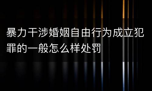 暴力干涉婚姻自由行为成立犯罪的一般怎么样处罚