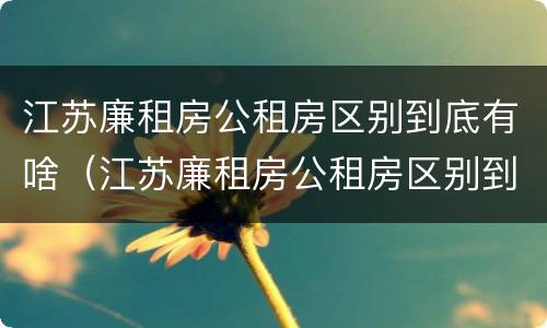 江苏廉租房公租房区别到底有啥（江苏廉租房公租房区别到底有啥不一样）