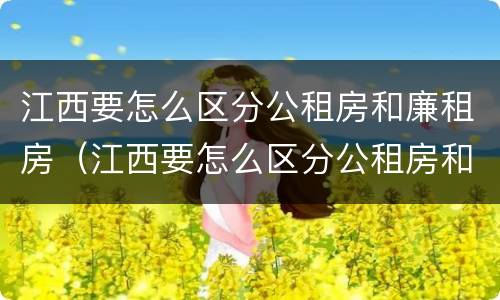 江西要怎么区分公租房和廉租房（江西要怎么区分公租房和廉租房的区别）