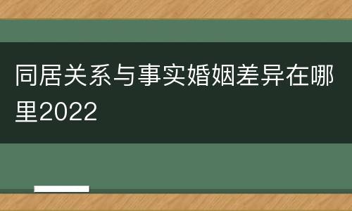 同居关系与事实婚姻差异在哪里2022