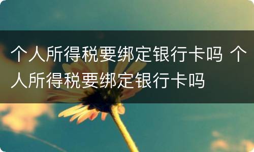 个人所得税要绑定银行卡吗 个人所得税要绑定银行卡吗