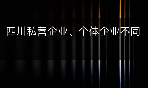 四川私营企业、个体企业不同