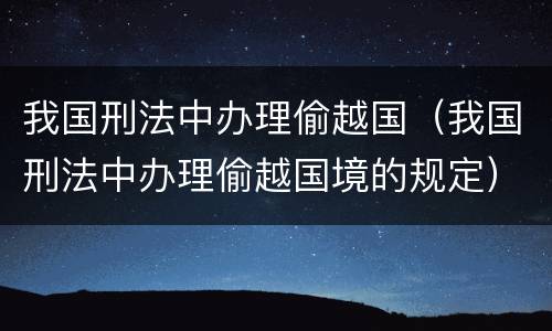 我国刑法中办理偷越国（我国刑法中办理偷越国境的规定）