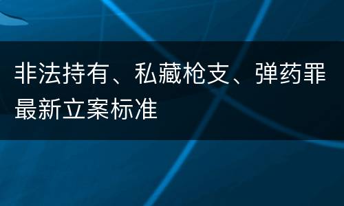 非法持有、私藏枪支、弹药罪最新立案标准