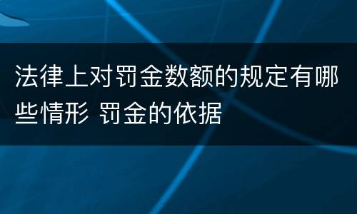 法律上对罚金数额的规定有哪些情形 罚金的依据