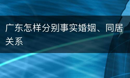 广东怎样分别事实婚姻、同居关系