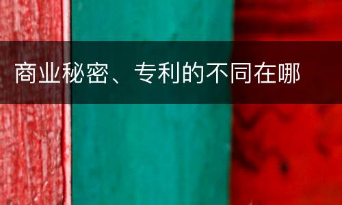 商业秘密、专利的不同在哪