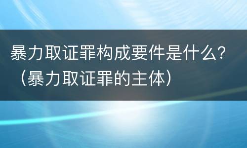 暴力取证罪构成要件是什么？（暴力取证罪的主体）