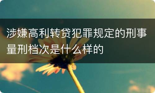 涉嫌高利转贷犯罪规定的刑事量刑档次是什么样的