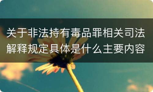 关于非法持有毒品罪相关司法解释规定具体是什么主要内容