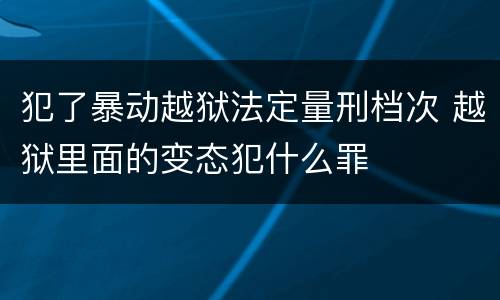 犯了暴动越狱法定量刑档次 越狱里面的变态犯什么罪