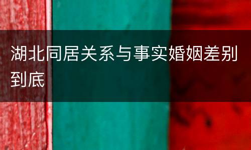 湖北同居关系与事实婚姻差别到底