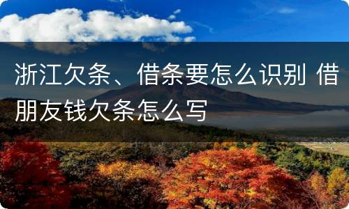 浙江欠条、借条要怎么识别 借朋友钱欠条怎么写