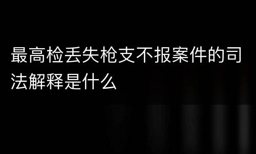 最高检丢失枪支不报案件的司法解释是什么