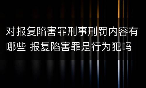 对报复陷害罪刑事刑罚内容有哪些 报复陷害罪是行为犯吗